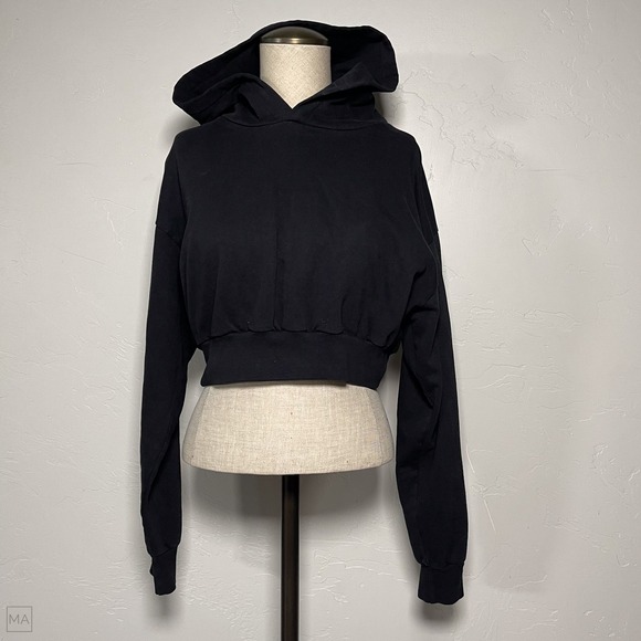 Talentless Women's‎ Cropped Sweater Pullover Hoodie Athleisure Size M Black - Picture 1 of 8